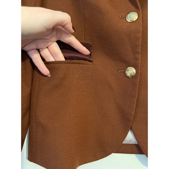 J.Crew Wool Blazer Brown Gold Button Career Business Academia Preppy Old Money - Picture 2 of 9